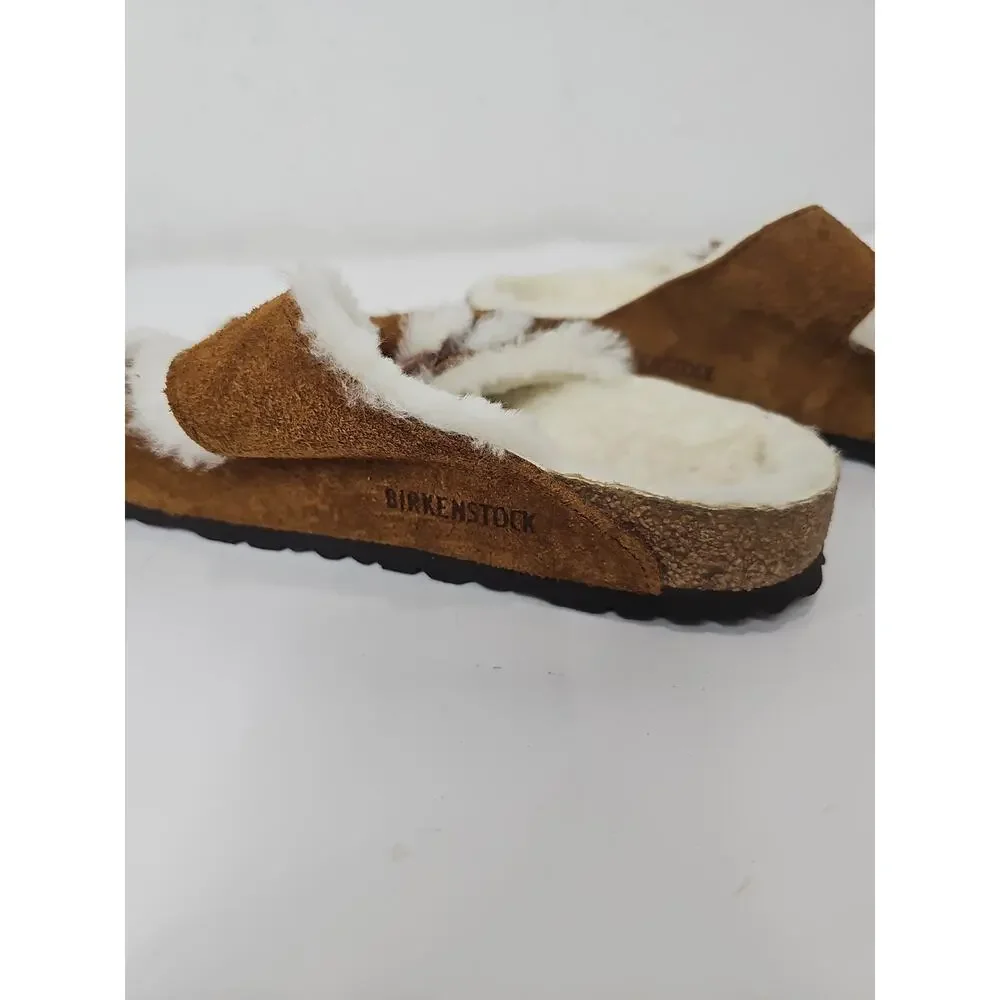Birkenstock Arizona Shearling Suede Buckle Sandals Size 38/ 7